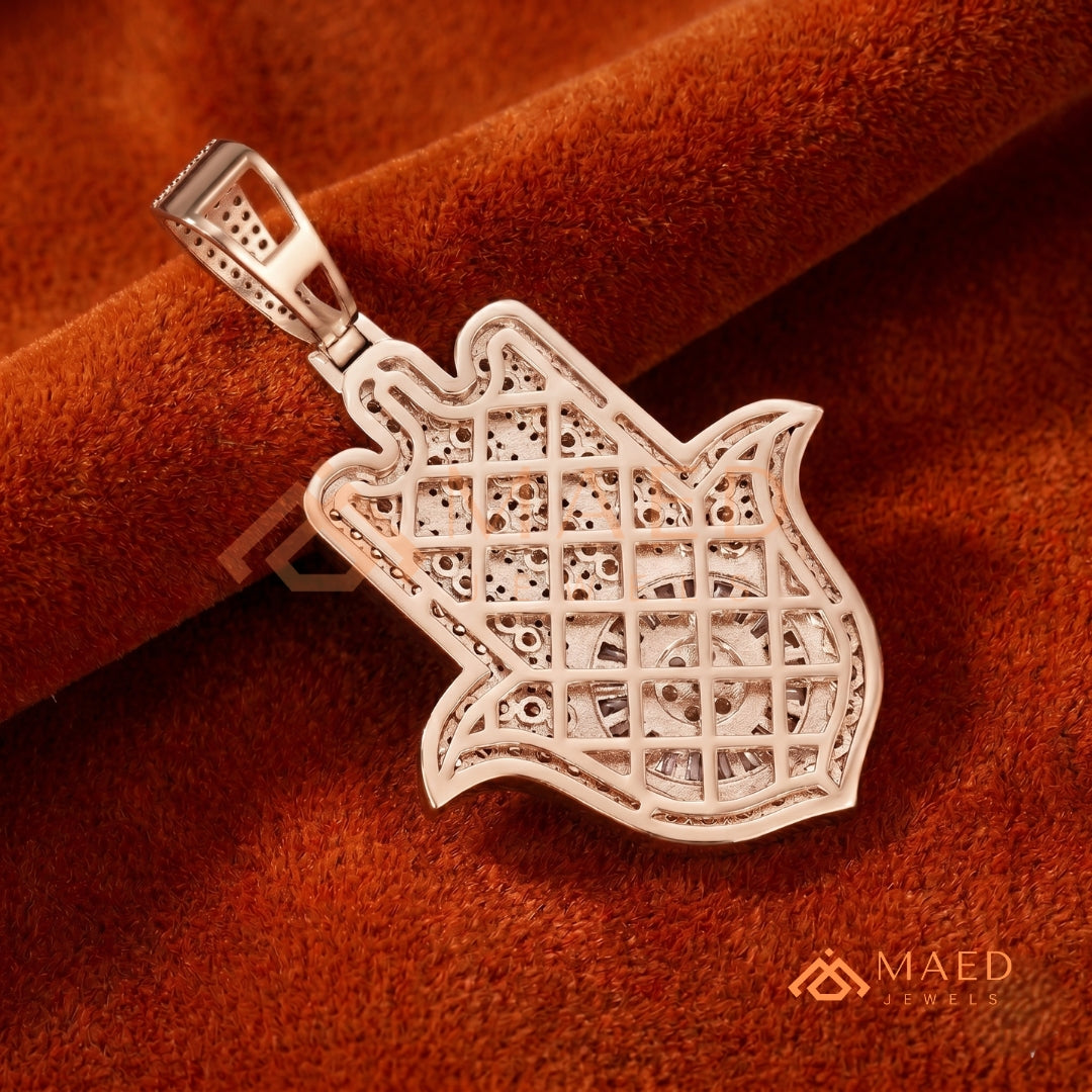 Iced Out Hamsa Hand Statement Pendant – Protective Symbol Medallion