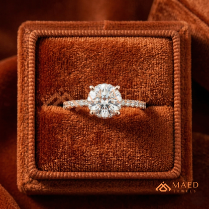 Classic Solitaire Engagement Ring with Pavé Band
