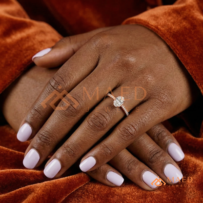 Vintage Oval Cut Halo Engagement Ring in 14K Gold, Rose Gold & Silver