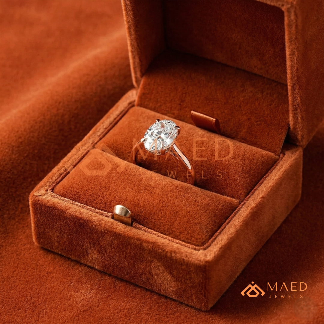 Classic Oval Cut Moissanite Solitaire Ring | 14K Gold, Rose Gold & Sterling Silver Engagement Ring for Women