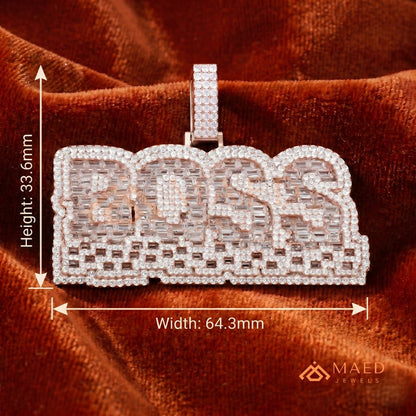 BOSS Luxury Diamond Letter Pendant - Sterling Silver, 14K Gold & Rose Gold