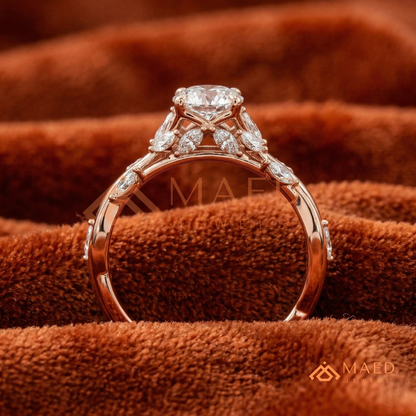 Nature Inspired Twisted Vine Engagement Ring in 14K Gold, Rose Gold & Silver