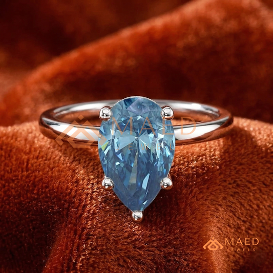 The Oceanne Pear Cut Solitaire Ring | Silver, 14K Yellow, & Rose Gold
