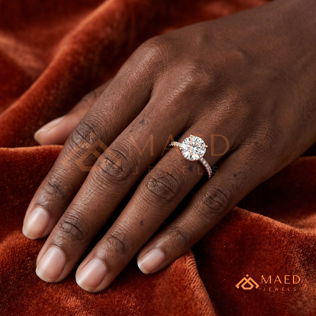 Classic Solitaire Engagement Ring with Pavé Band