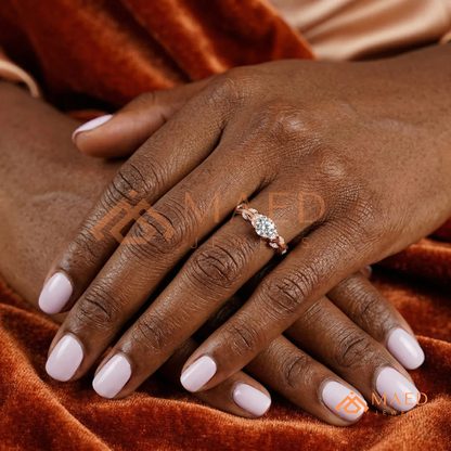 Nature Inspired Twisted Vine Engagement Ring in 14K Gold, Rose Gold & Silver