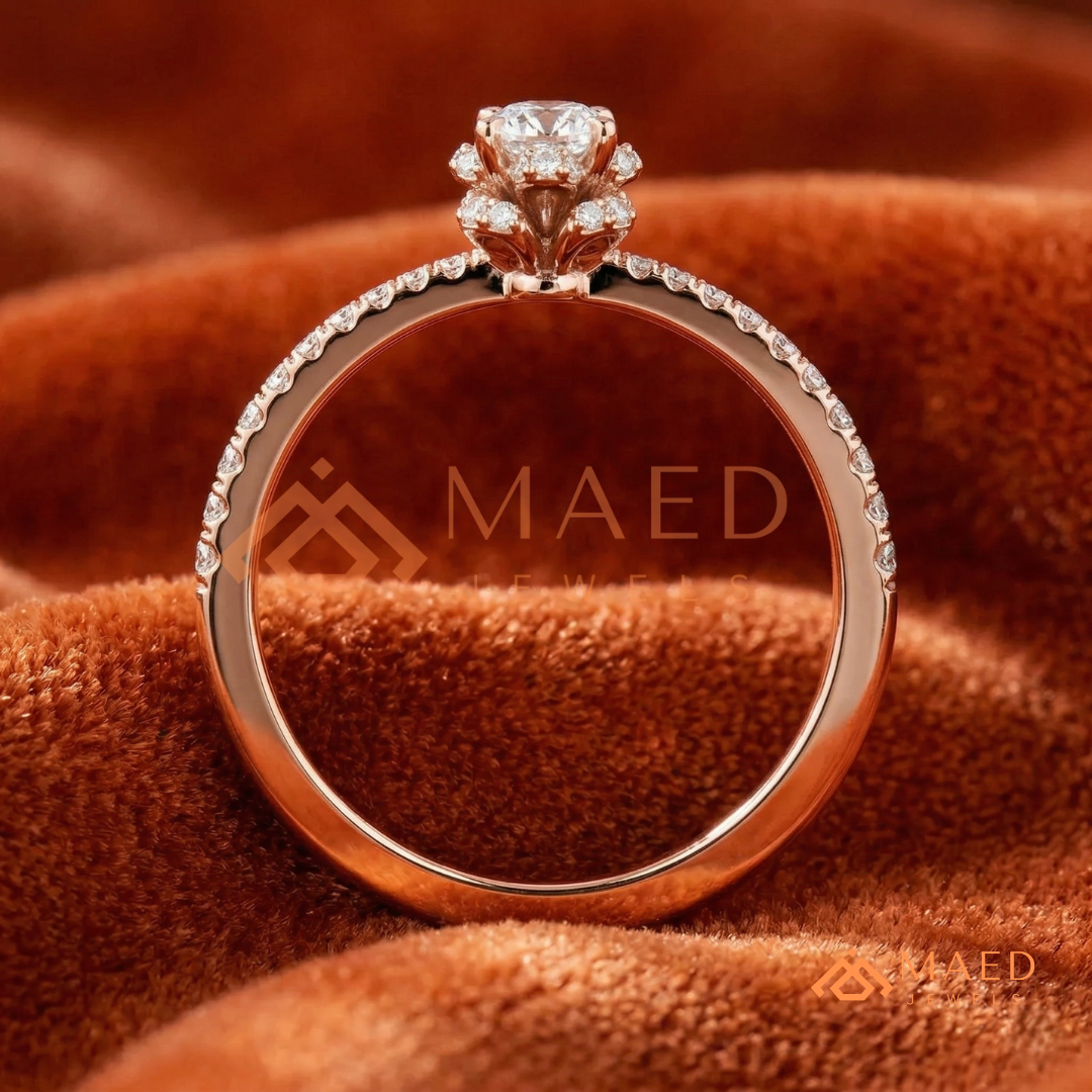 Vintage Oval Cut Halo Engagement Ring in 14K Gold, Rose Gold & Silver