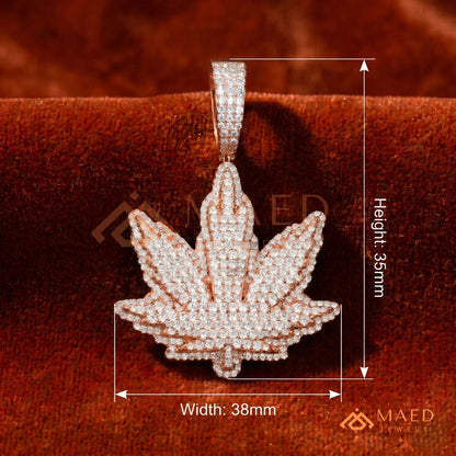 Iced Out Leaf Diamond Pendant | 14K Gold, Rose Gold & Sterling Silver