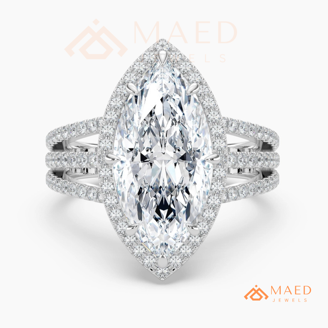 Classic Oval Cut Solitaire Engagement Ring with Split Shank Pave Band in Silver, 14K Gold & Rose Gold