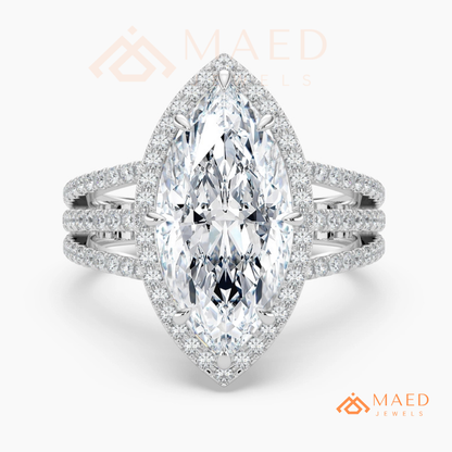 Classic Oval Cut Solitaire Engagement Ring with Split Shank Pave Band in Silver, 14K Gold & Rose Gold