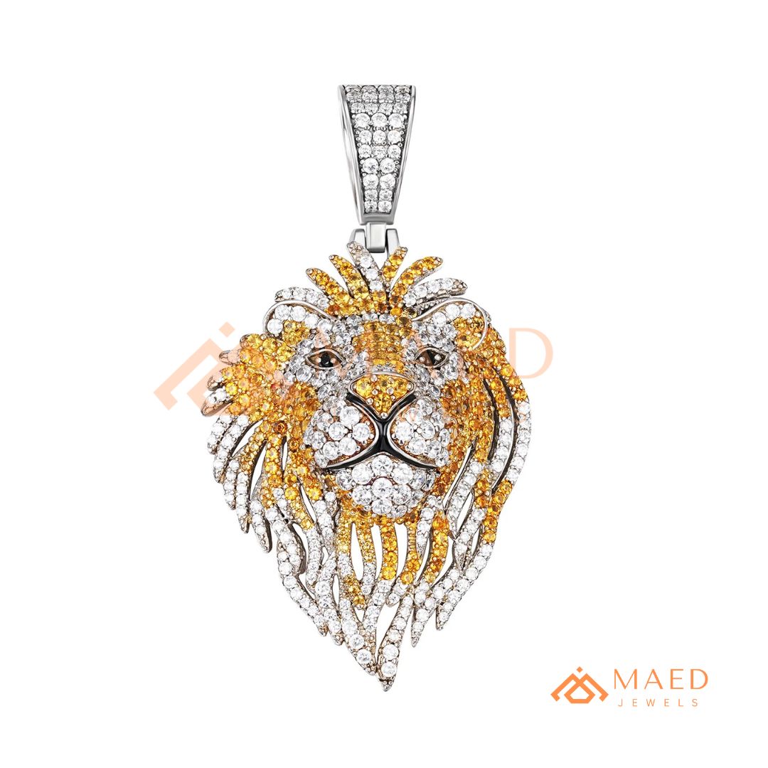 Majestic Lion Head Statement Pendant – Iced Out Diamond-Style Medallion