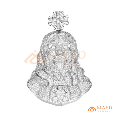 The Sovereign Sacred Heart Piece | Fully Encrusted Jesus Bust Cross Pendant