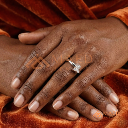 Marquise & Round Trio Cluster Ring – Silver, 14K Yellow & Rose Gold