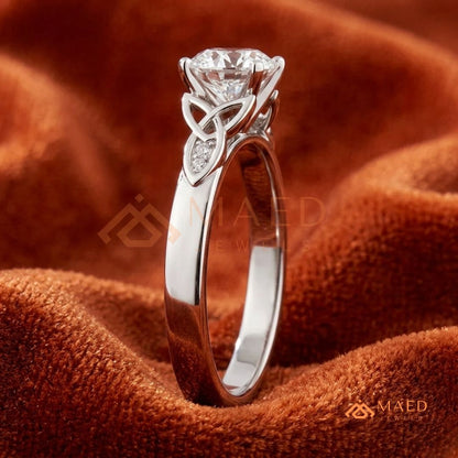 Radiant Cut 3-Stone Engagement Ring with Pear Side Gems & Pavé Band