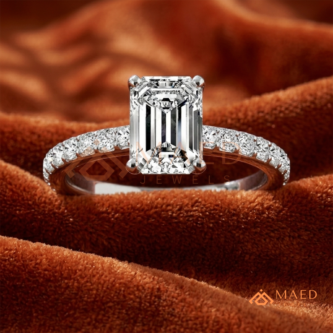 Romantic Heart Cut Bypass Engagement Ring with Swirl Pavé Band