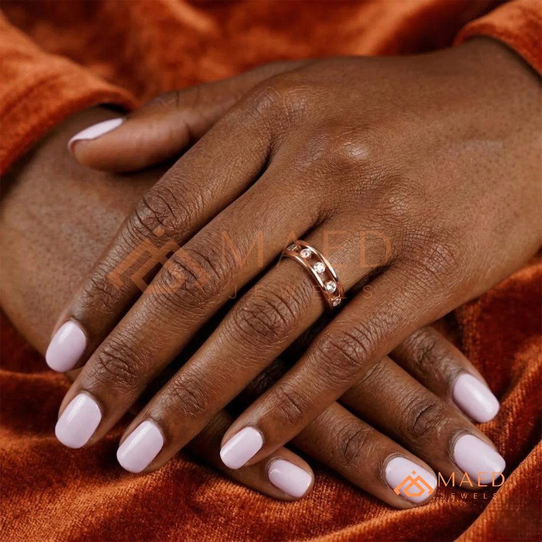 Contoured Open-Channel Diamond Ring | Silver, 14K Yellow & Rose Gold