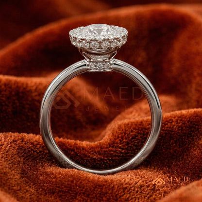 Classic Oval Cut Halo Engagement Ring in 14K Gold, Rose Gold & Silver