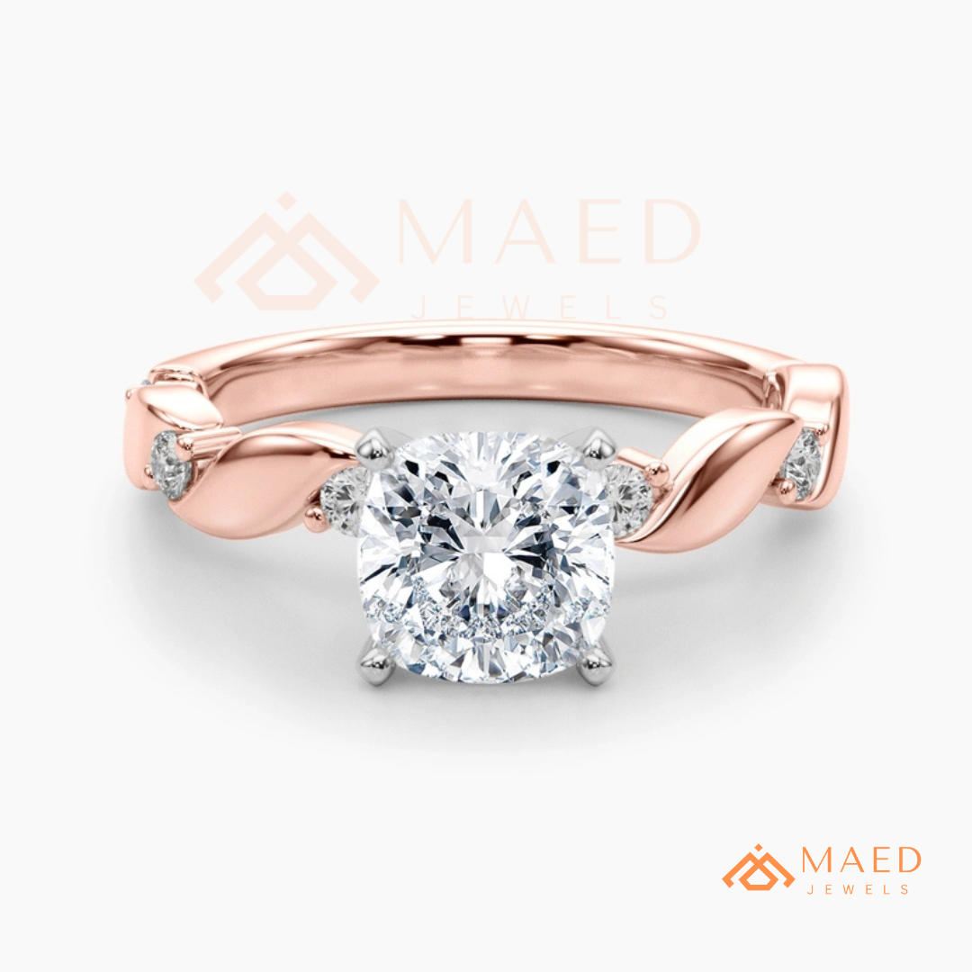 The Willow Cushion Cut Twisted Band Ring – Silver, 14K Yellow & Rose Gold