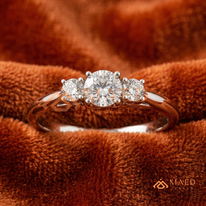 The Trinity Round Brilliant Past Present Future Ring – Silver, 14K Yellow & Rose Gold