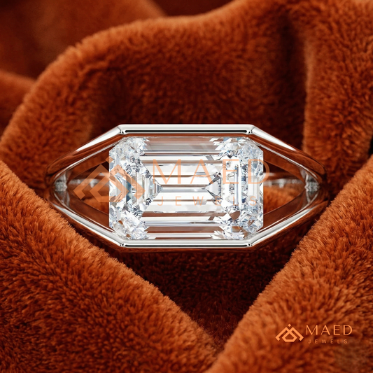 Nature-Inspired Radiant Cut Three-Stone Engagement Ring with Thorn Band in Silver, 14K Gold & Rose Gold