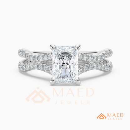 Radiant Cut Criss-Cross Engagement Ring in Sterling Silver, 14K Gold & 14K Rose Gold