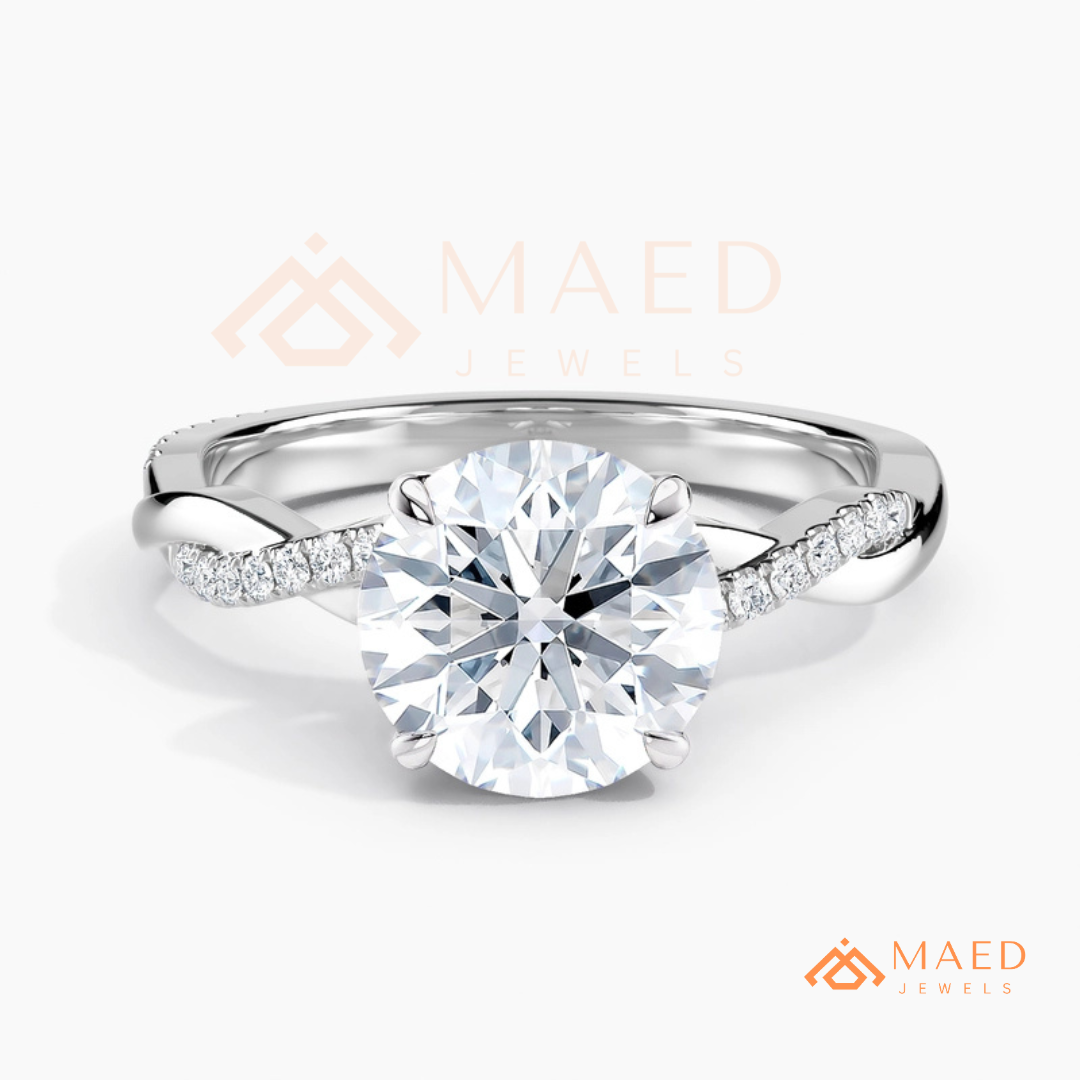Nature-Inspired Shield Cut Three-Stone Engagement Ring with Textured Bark Band in Silver, 14K Gold & Rose Gold