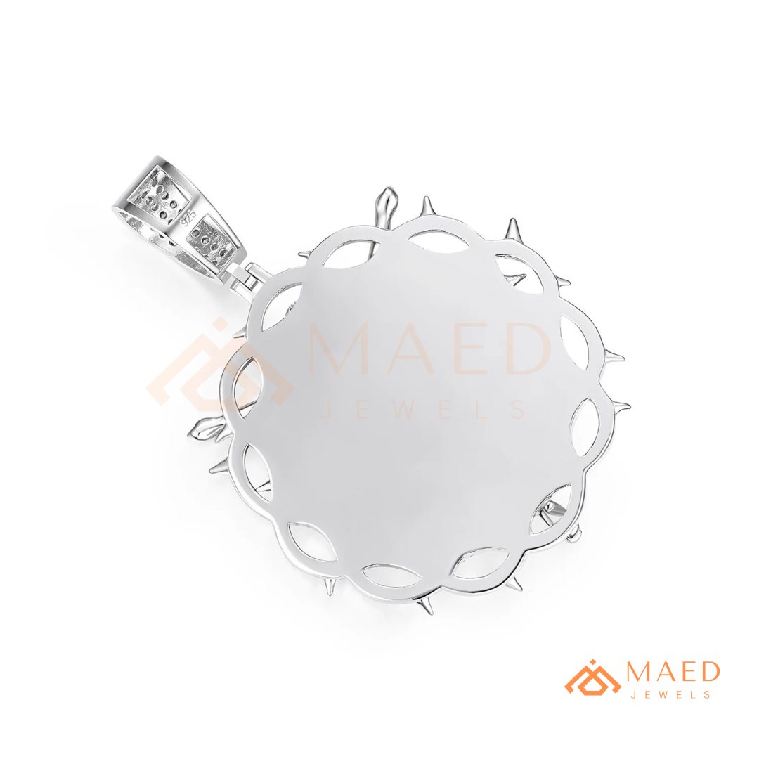 Iced Out Crown of Thorns Jesus Piece Pendant - Available in Silver, 14K Gold & 14K Rose Gold
