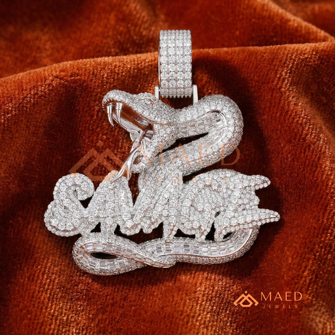 Iced Out "Savage" Snake Pendant - 14K Gold, Rose Gold & Silver Hip Hop Jewelry