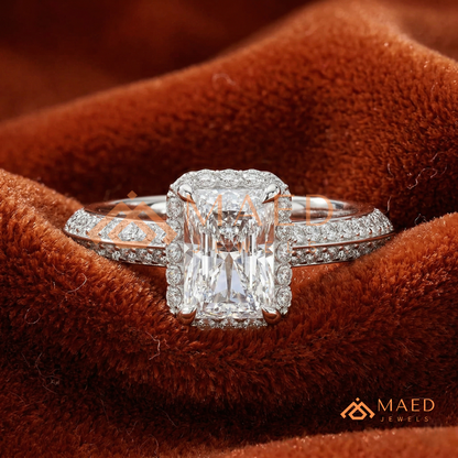 Classic Round 3-Stone Engagement Ring with Twisted Pavé Band