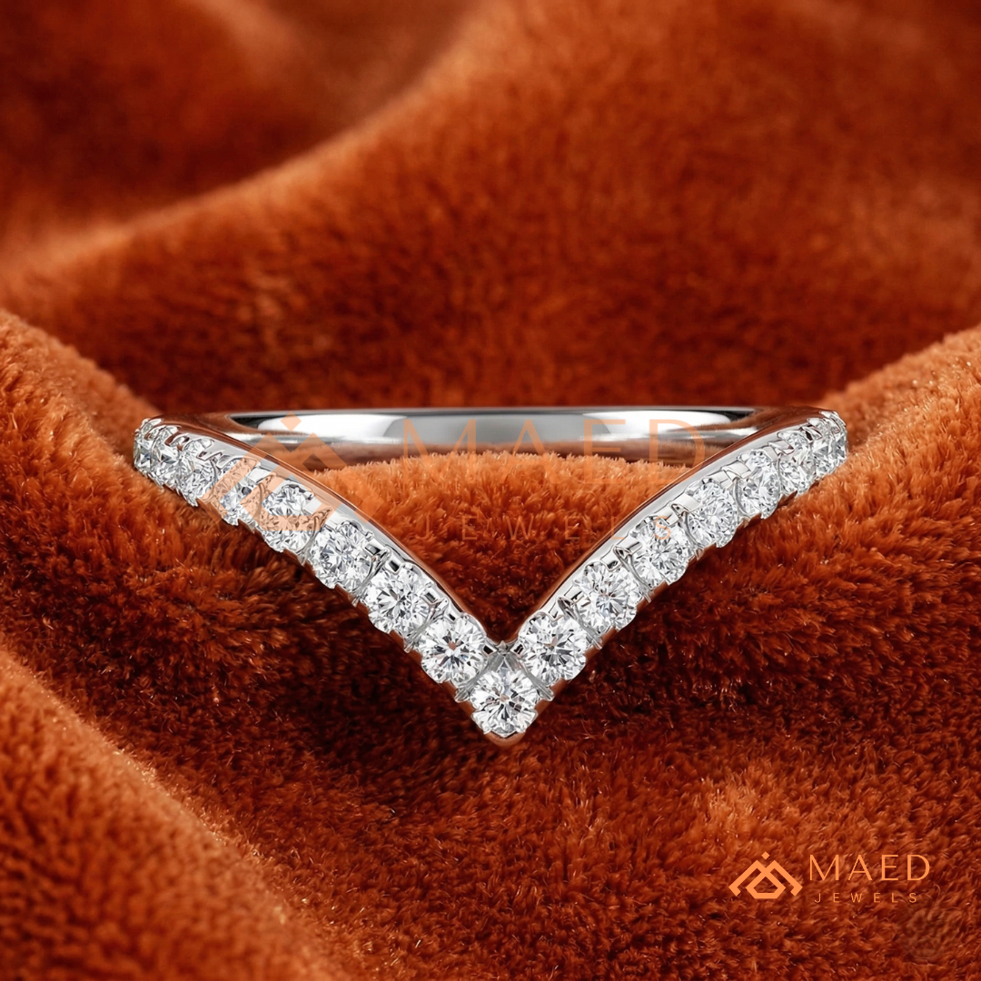 Curved V-Shaped Contoured Nesting Ring in Silver, 14K Yellow Gold, or Rose Gold