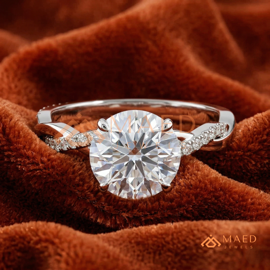 Nature-Inspired Shield Cut Three-Stone Engagement Ring with Textured Bark Band in Silver, 14K Gold & Rose Gold