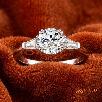 Classic 3-Stone Tapered Baguette Ring in 14K Yellow Gold, Rose Gold & Sterling Silver