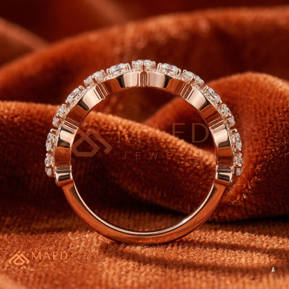 Scalloped Pear Cut Diamond Statement Ring – Silver, 14K Yellow & Rose Gold