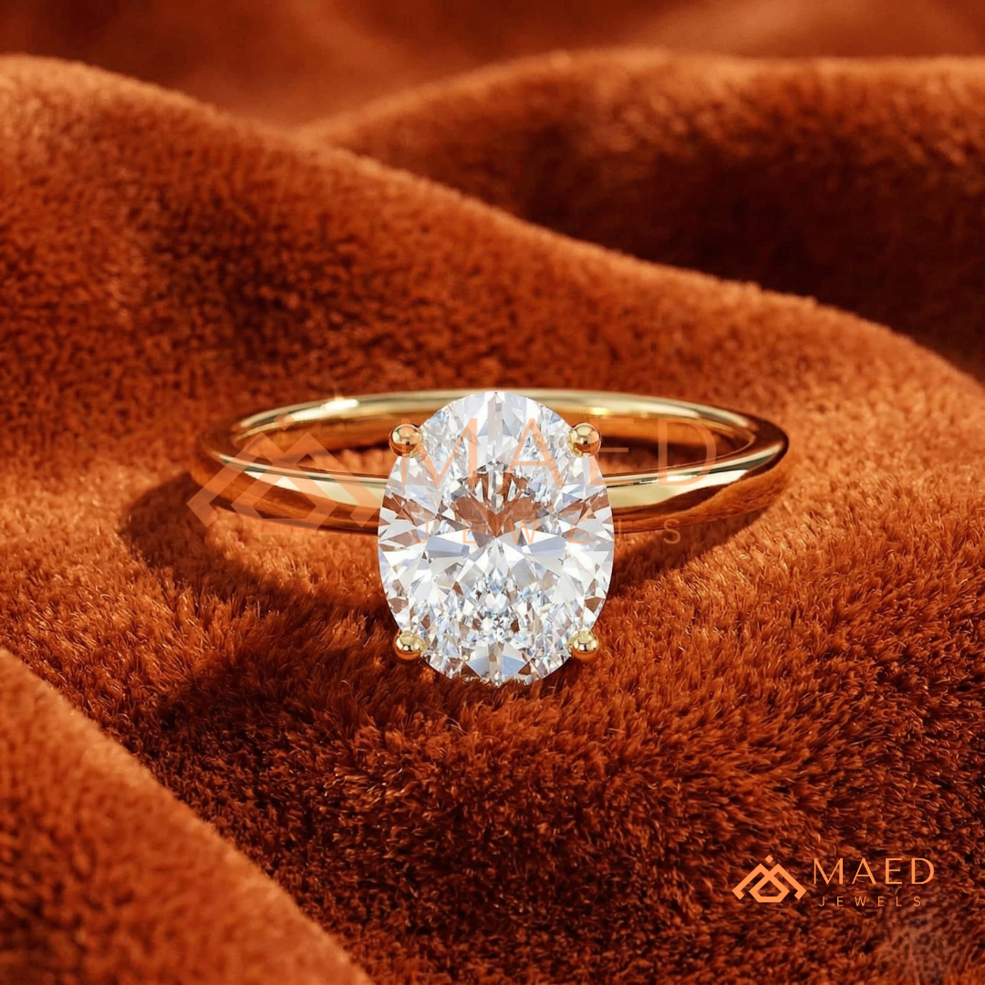 Classic Oval Cut Solitaire Engagement Ring in Silver, 14K Gold, & 14K Rose Gold