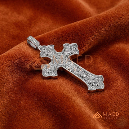 Royal Baroque Diamond Cross Statement Pendant | Silver, 14K Yellow & Rose Gold