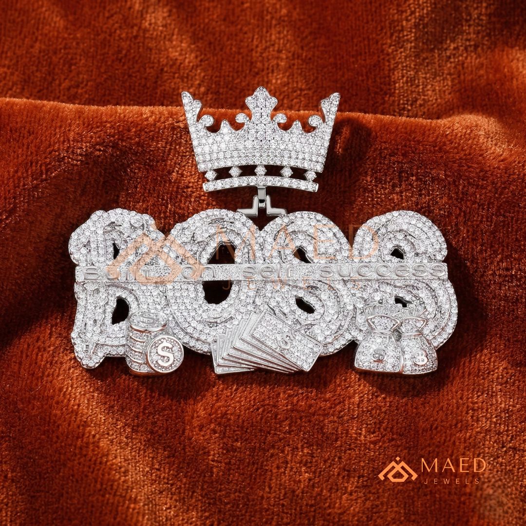"BOSS" Crown Statement Pendant – Iced Out Success Medallion