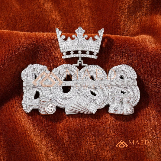 "BOSS" Crown Statement Pendant – Iced Out Success Medallion