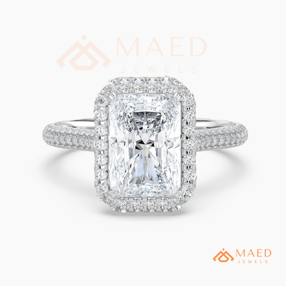 Radiant Cut Halo Engagement Ring in Sterling Silver, 14K Gold & 14K Rose Gold