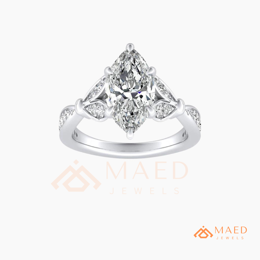 The Grace Radiant Cut Solitaire Engagement Ring with Pave Twist Band in Silver, 14K Gold & 14K Rose Gold