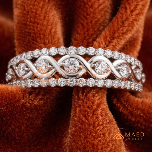 Infinite Love Braided Pavé Statement Ring in Silver, 14K Yellow Gold, or Rose Gold