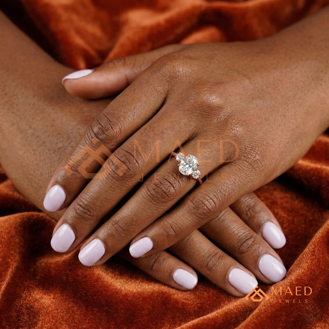 : Oval Cut 3-Stone Engagement Ring in Sterling Silver, 14K Gold & 14K Rose Gold