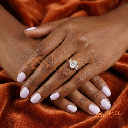 : Oval Cut 3-Stone Engagement Ring in Sterling Silver, 14K Gold & 14K Rose Gold