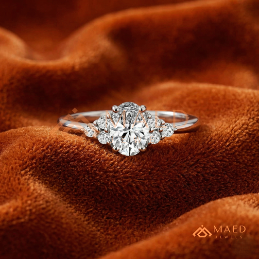 Vintage Oval Seven-Stone Cluster Ring in 14K Yellow Gold, Rose Gold & Silver