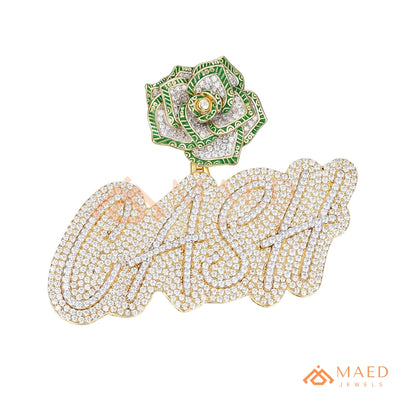 Iced Out "CASH" Money Rose Pendant – 14K Gold, Rose Gold & Sterling Silver Hip Hop Charm