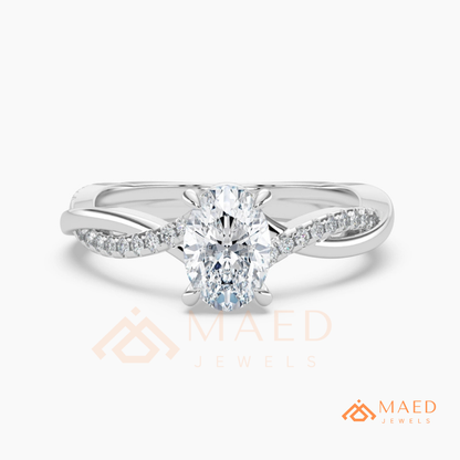 Oval Cut Twisted Infinity Engagement Ring in 14K Gold, Rose Gold & Silver | Entwined Pave Moissanite Wedding Ring for Women