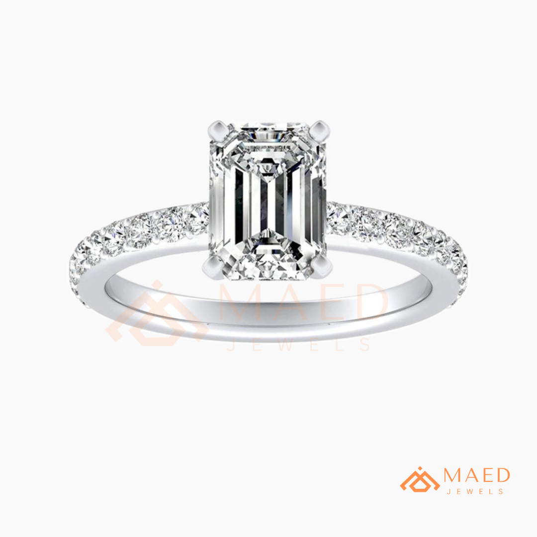 Premium Halo Engagement Ring | Oval, Radiant & Princess Cut Pavé Bands