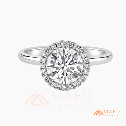 Classic Round Cut Moissanite Halo Engagement Ring in 925 Sterling Silver, 14K Gold & 14K Rose Gold | Solitaire Halo Wedding Ring for Women