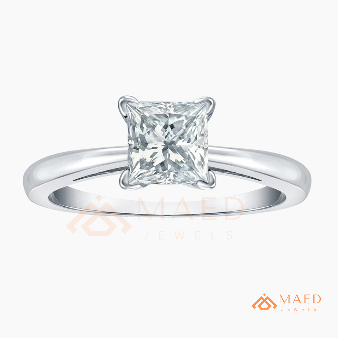 Classic Princess Cut Solitaire Engagement Ring | 14k Gold, Rose Gold & Sterling Silver