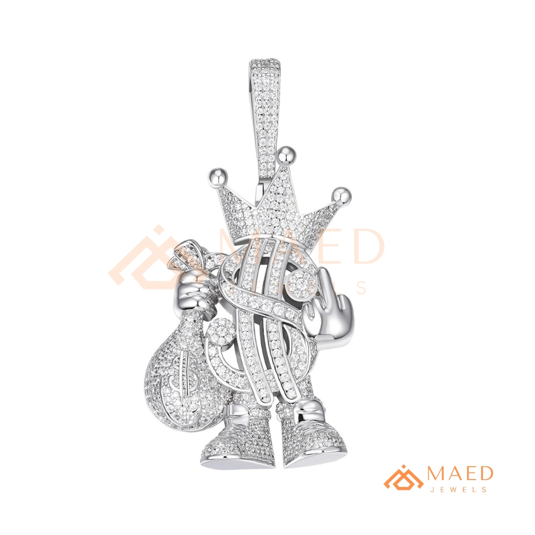 Money Bag King Diamond Pendant - 14K Gold, Rose Gold & Sterling Silver Hip Hop Charm