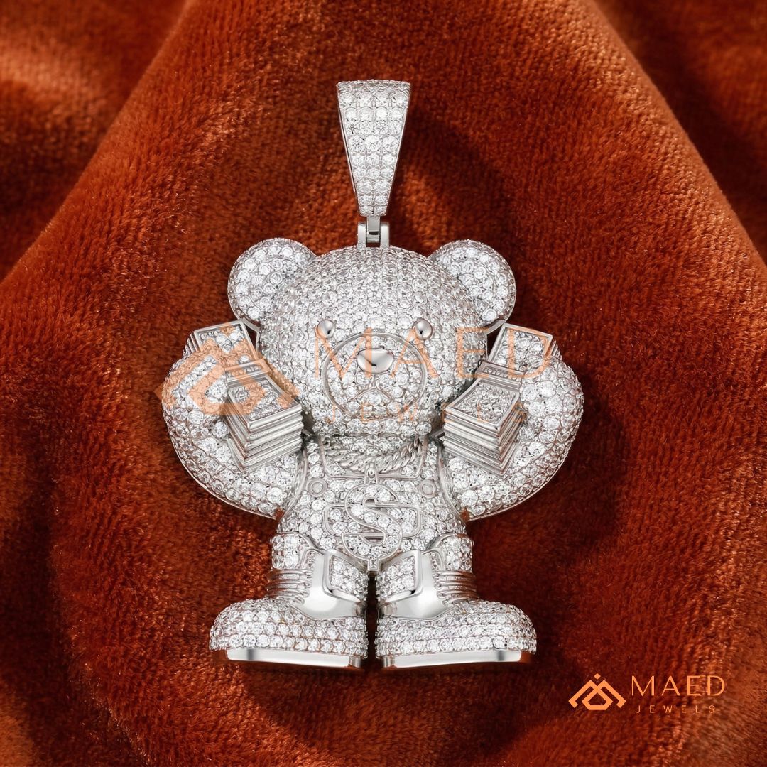 Heavy 3D Multi-Layered Baguette Cross Charm – Fully Flooded