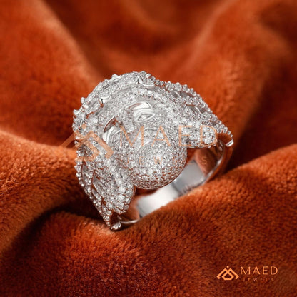 Men's Fully Iced-Out Jesus Piece Ring | Sterling Silver, 14K Gold & Rose Gold